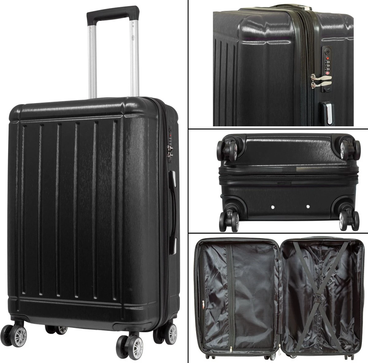 Travelsuitcase - Parma- Losse Reiskoffer - Polycarbonaat- Zwart - Hoogglans - Maat S / 42 Liter 5 Travelsuitcase - Parma- Losse Reiskoffer - Polycarbonaat- Zwart - Hoogglans - Maat S / 42 Liter - Afbeelding 3