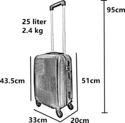 Handbagage Koffer 51cm 4 Wielen Trolley - Zilver -Koffer Winkel 1200x1186