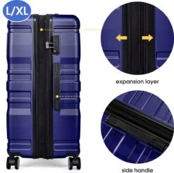 Merax 3-delig Kofferset Met TSA Slot - Trolleyset ABS 40L, 70L & 110 Liter - Blauw -Koffer Winkel 1200x1192 5