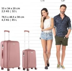 CarryOn Skyhopper Kofferset – TSA Handbagage + Reiskoffer 78cm – Dubbele Wielen - Old Pink 11 CarryOn Skyhopper Kofferset – TSA Handbagage + Reiskoffer 78cm – Dubbele Wielen - Old Pink -Koffer Winkel 1200x1193 12