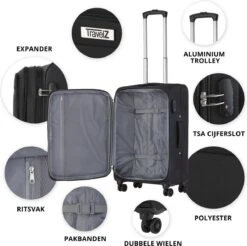 Travelz Softspinner TSA Reiskoffer 67cm - Zachte Reiskoffer Met Expander - Zwart 12 Travelz Softspinner TSA Reiskoffer 67cm - Zachte Reiskoffer Met Expander - Zwart -Koffer Winkel 1200x1193 7