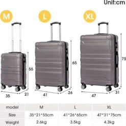 Merax 3-delig Kofferset Met TSA Slot - Trolleyset ABS 40L, 70L & 110 Liter - Grijs 18 Merax 3-delig Kofferset Met TSA Slot - Trolleyset ABS 40L, 70L & 110 Liter - Grijs -Koffer Winkel 1200x1195 11