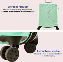 CabinMax Velocity Handbagage Koffer - Uitbreidbaar Trolley 44L - Harde Reiskoffer - 55x40x20/25 Cm - Lichtgewicht - Groot Capaciteit - Mint Groen -Koffer Winkel 1200x1195