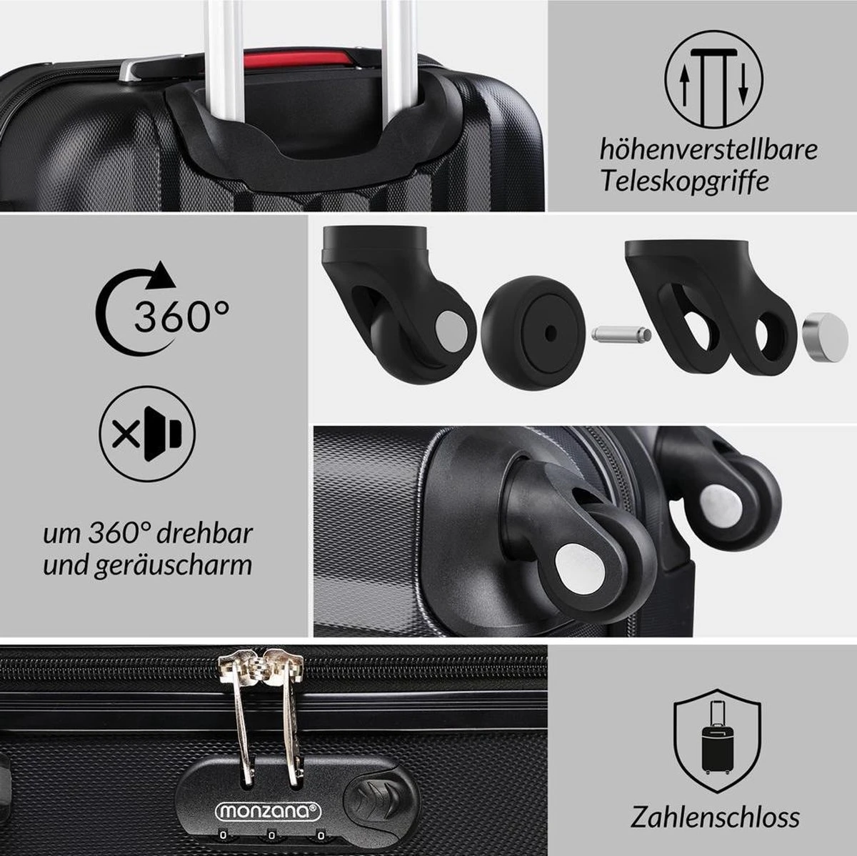 Monzana Koffer Hardcase - Basislijn / M - Zwart 5 Monzana Koffer Hardcase - Basislijn / M - Zwart - Afbeelding 3