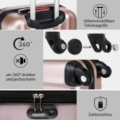 Monzana Hardcase Kofferset 4 Delig - Baseline Beautycase/M/L/XL - Rosé 27 Monzana Hardcase Kofferset 4 Delig - Baseline Beautycase/M/L/XL - Rosé -Koffer Winkel 1200x1198 11