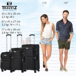 TravelZ Softspinner TSA Kofferset - 3-delige Zachte Trolleyset - Dubbele Wielen En Voorvakken Zwart 19 TravelZ Softspinner TSA Kofferset - 3-delige Zachte Trolleyset - Dubbele Wielen En Voorvakken Zwart -Koffer Winkel 1200x1199 24