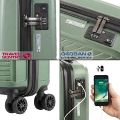 CarryOn Transport Handbagagekoffer - USB Handbagage 55cm - OKOBAN - Dubbele Wielen - Olijf -Koffer Winkel 1200x1200 1080