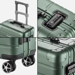 CarryOn ULD Handbagage - Luxe Aluminium Trolley 55cm - Dubbel TSA Slot - Dubbele Wielen - Groen -Koffer Winkel 1200x1200 1170