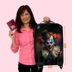 NoBoringSuitcases.com® Koffer Groot - Clown - Hoed - Kraag - Portret - Killer Clown - Trolley Koffer Met TSA-slot - Met Wielen - 90 Liter - Reiskoffer - 66 Cm -Koffer Winkel 1200x1200 1222