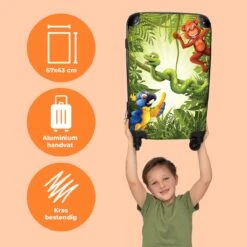 NoBoringSuitcases.com® Koffer Groot - Jungle - Dieren - Groen - Kinderen - Trolley Koffer Met TSA-slot - Met Wielen - 90 Liter - Reiskoffer - 66 Cm -Koffer Winkel 1200x1200 1270