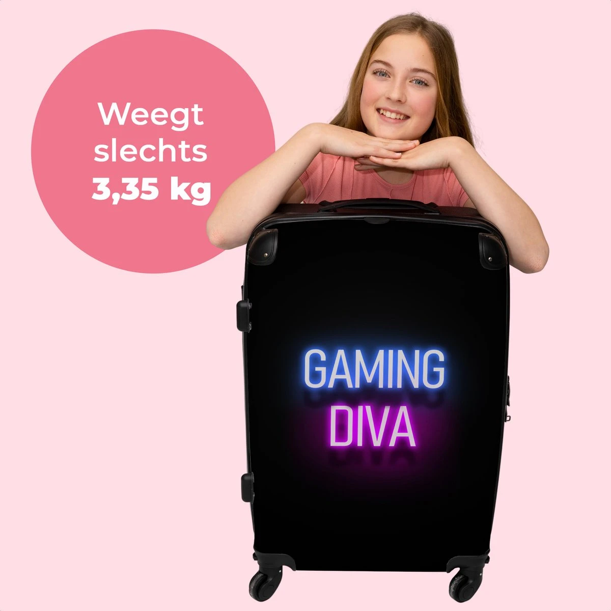 NoBoringSuitcases.com® Koffer Groot - Gaming - Quotes - Neon - Gaming Diva - Vrouwen - Trolley Koffer Met TSA-slot - Met Wielen - 90 Liter - Reiskoffer - 66 Cm 4 NoBoringSuitcases.com® Koffer Groot - Gaming - Quotes - Neon - Gaming Diva - Vrouwen - Trolley Koffer Met TSA-slot - Met Wielen - 90 Liter - Reiskoffer - 66 Cm - Afbeelding 2