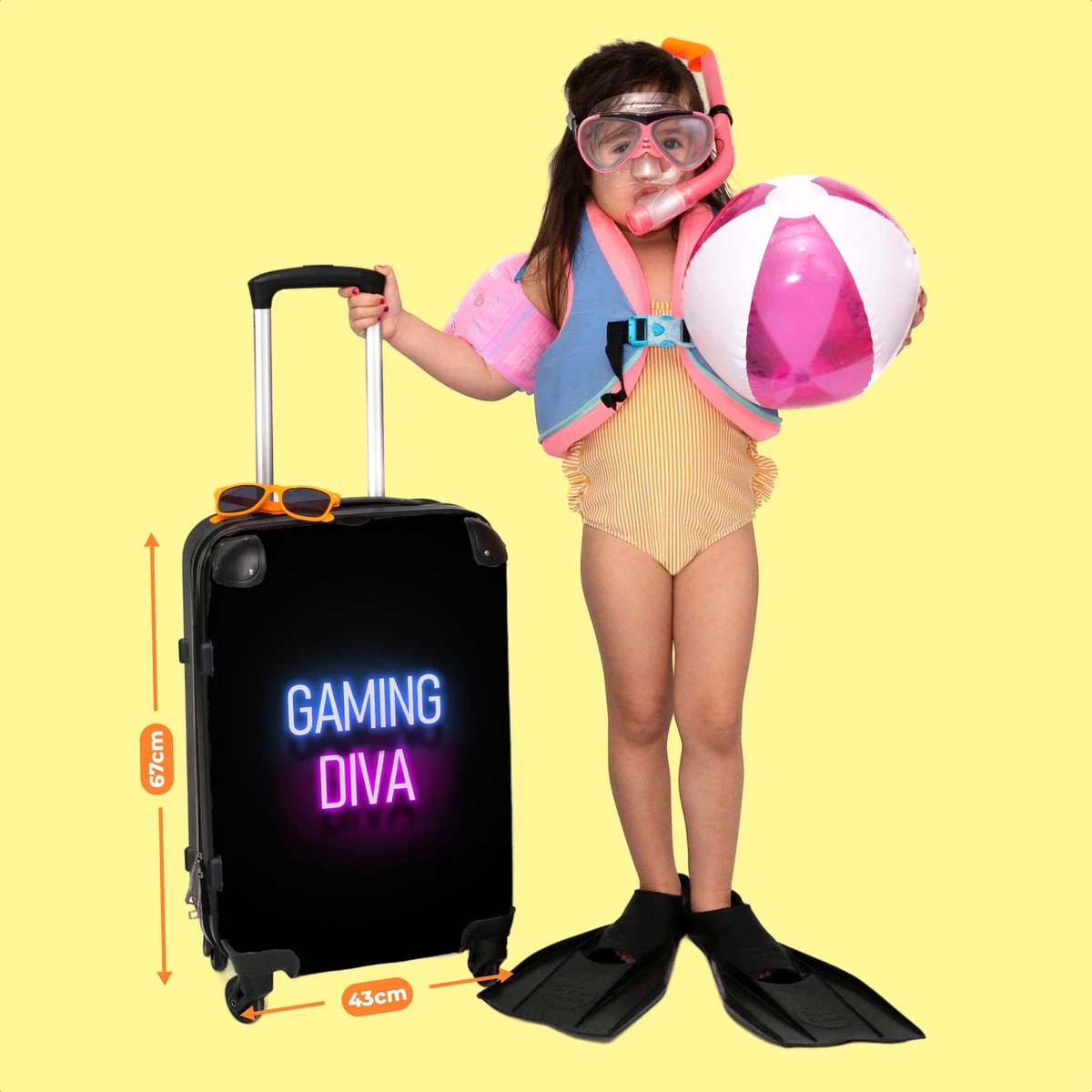 NoBoringSuitcases.com® Koffer Groot - Gaming - Quotes - Neon - Gaming Diva - Vrouwen - Trolley Koffer Met TSA-slot - Met Wielen - 90 Liter - Reiskoffer - 66 Cm 8 NoBoringSuitcases.com® Koffer Groot - Gaming - Quotes - Neon - Gaming Diva - Vrouwen - Trolley Koffer Met TSA-slot - Met Wielen - 90 Liter - Reiskoffer - 66 Cm - Afbeelding 6
