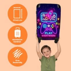 NoBoringSuitcases.com® Koffer Groot - Gaming - Console - Neon - Jongens - Trolley Koffer Met TSA-slot - Met Wielen - 90 Liter - Reiskoffer - 66 Cm -Koffer Winkel 1200x1200 1567