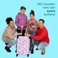 NoBoringSuitcases.com® Koffer Groot - Eenhoorn - Meisje - Patroon - Hartje - Trolley Koffer Met TSA-slot - Met Wielen - 90 Liter - Reiskoffer - 66 Cm -Koffer Winkel 1200x1200 1600