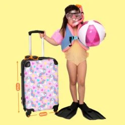 NoBoringSuitcases.com® Koffer Groot - Eenhoorn - Meisje - Patroon - Hartje - Trolley Koffer Met TSA-slot - Met Wielen - 90 Liter - Reiskoffer - 66 Cm -Koffer Winkel 1200x1200 1601
