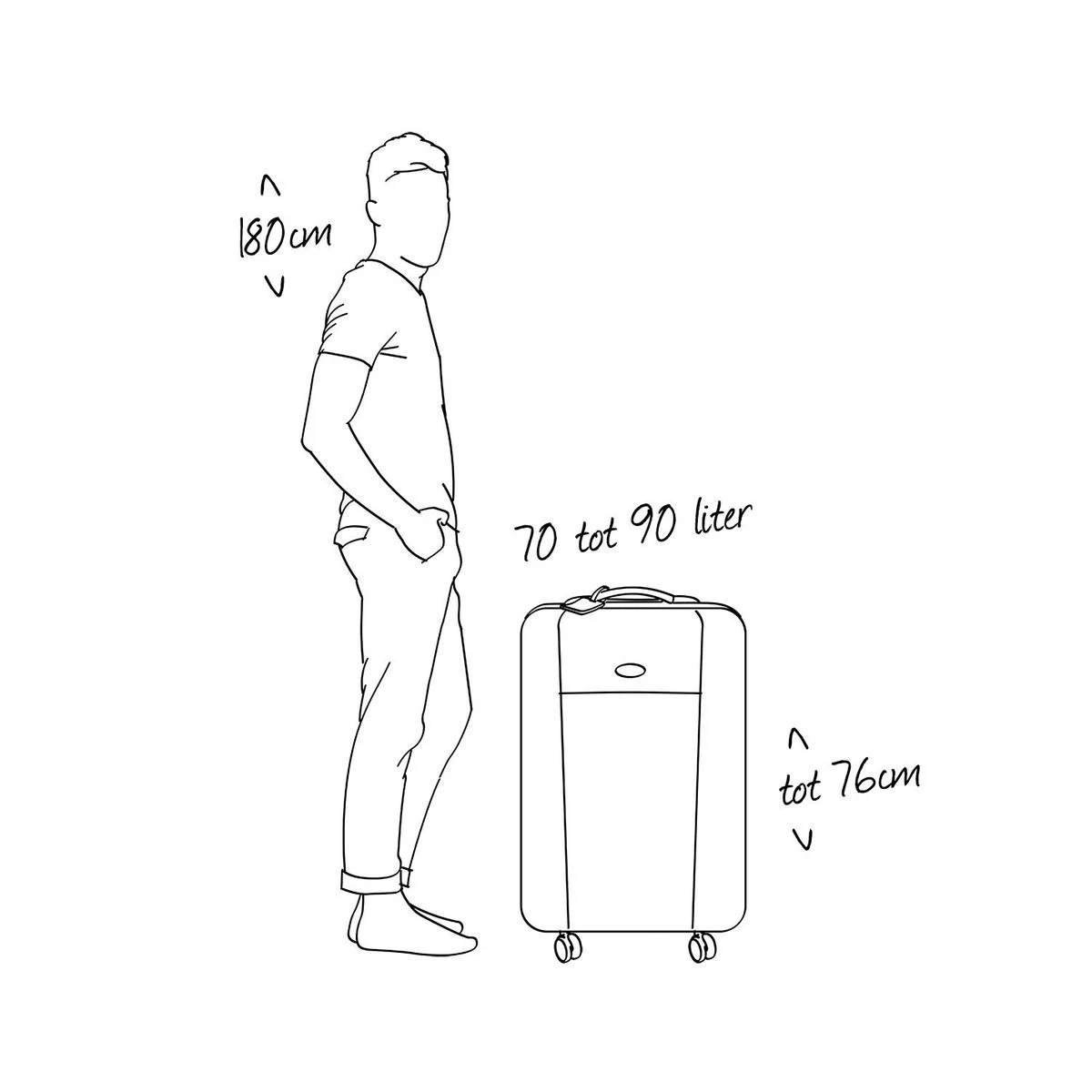 Decent Basic-Line Large Trolley 73 Cm - Zwart 9 Decent Basic-Line Large Trolley 73 Cm - Zwart - Afbeelding 7