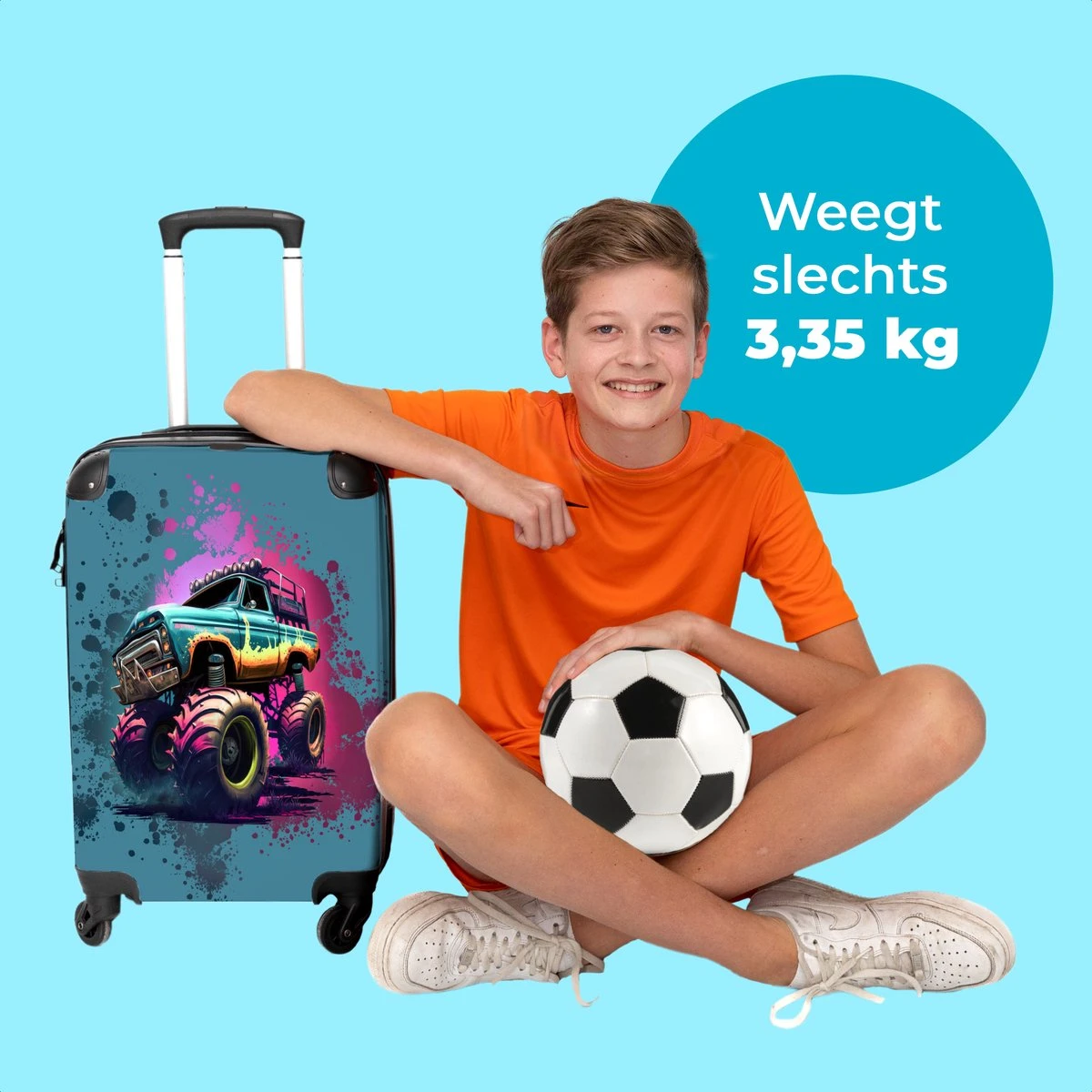 NoBoringSuitcases.com® Koffer Groot - Monstertruck - Verf - Graffiti - Roze - Neon - Trolley Koffer Met TSA-slot - Met Wielen - 90 Liter - Reiskoffer - 66 Cm 4 NoBoringSuitcases.com® Koffer Groot - Monstertruck - Verf - Graffiti - Roze - Neon - Trolley Koffer Met TSA-slot - Met Wielen - 90 Liter - Reiskoffer - 66 Cm - Afbeelding 2