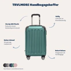 TRVLMORE Koffer - Handbagage - 54x36x20cm - 38L - Donkergroen -Koffer Winkel 1200x1200 177