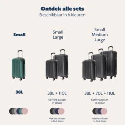 TRVLMORE Koffer - Handbagage - 54x36x20cm - 38L - Donkergroen -Koffer Winkel 1200x1200 184