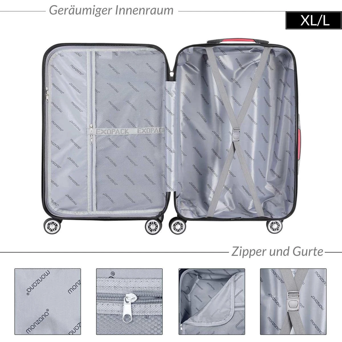 Monzana Exopack Hardcase Koffer Champagne 65x41x27cm 9 Monzana Exopack Hardcase Koffer Champagne 65x41x27cm - Afbeelding 7
