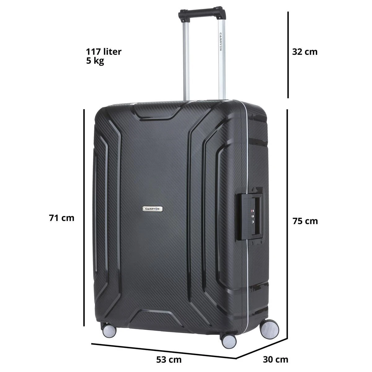 CarryOn Steward TSA Reiskoffer - 75cm Trolley Met Kliksloten - Dubbele Wielen - Zwart 14 CarryOn Steward TSA Reiskoffer - 75cm Trolley Met Kliksloten - Dubbele Wielen - Zwart - Afbeelding 12