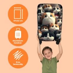 NoBoringSuitcases.com® Koffer Groot - Kat - Huisdieren - Poes - Bruin - Grijs - Trolley Koffer Met TSA-slot - Met Wielen - 90 Liter - Reiskoffer - 66 Cm -Koffer Winkel 1200x1200 2156