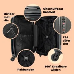 NoBoringSuitcases.com® Koffer Groot - Krokodil - Kroon - Goud - Ballet - Portret - Trolley Koffer Met TSA-slot - Met Wielen - 90 Liter - Reiskoffer - 66 Cm -Koffer Winkel 1200x1200 2171