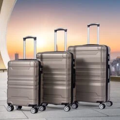 Merax 3-delig Kofferset Met TSA Slot - Trolleyset ABS 40L, 70L & 110 Liter - Goud -Koffer Winkel 1200x1200 2209
