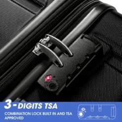 Merax 3-delig Kofferset Met TSA Slot - Trolleyset ABS 40L, 70L & 110 Liter - Zwart -Koffer Winkel 1200x1200 2329