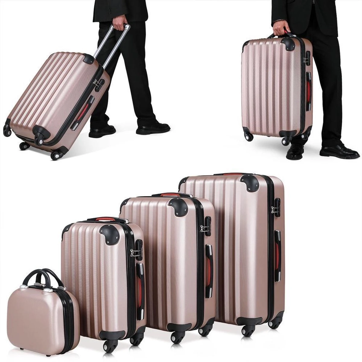 Monzana Hardcase Kofferset 4 Delig - Baseline Beautycase/M/L/XL - Rosé 12 Monzana Hardcase Kofferset 4 Delig - Baseline Beautycase/M/L/XL - Rosé - Afbeelding 10