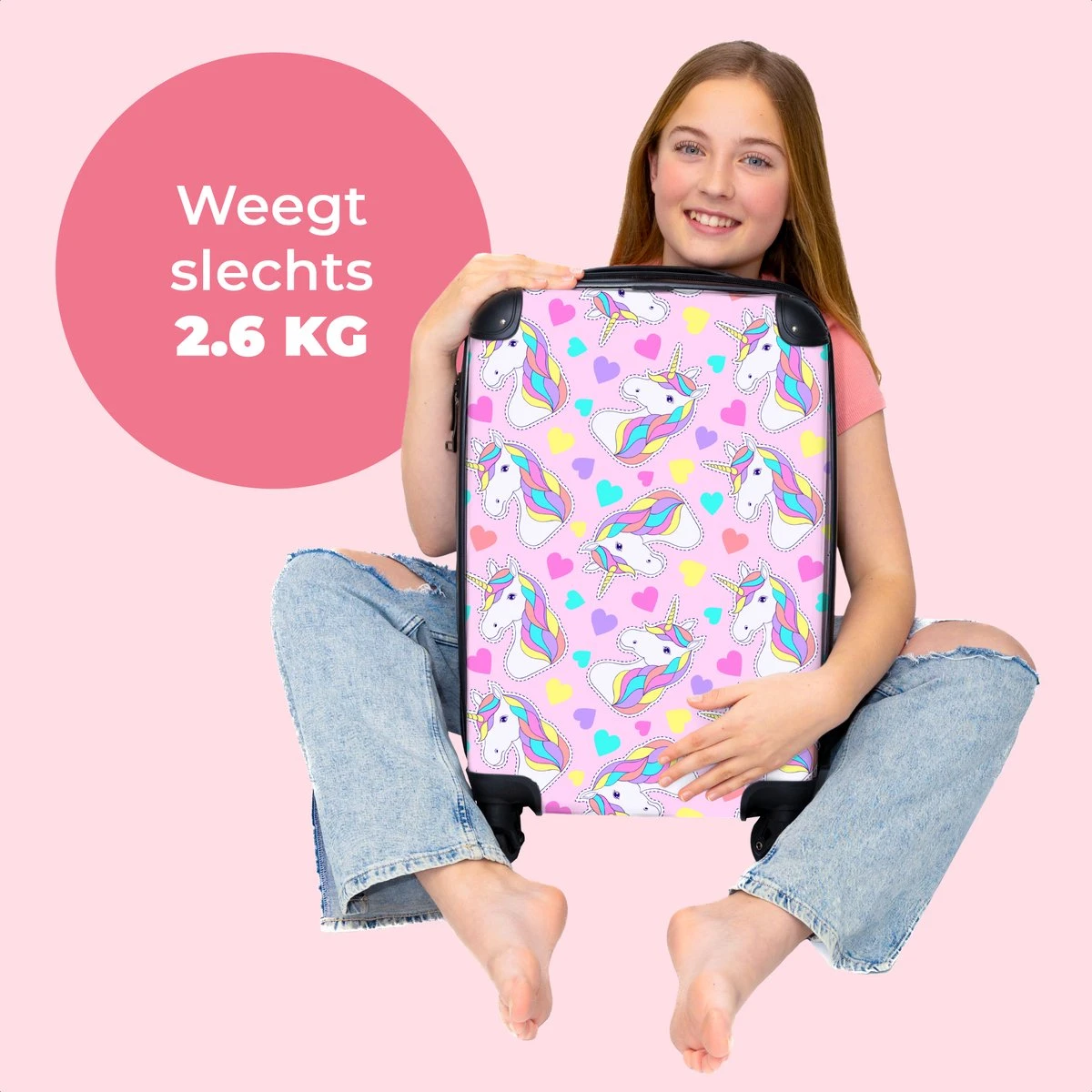 NoBoringSuitcases.com® Koffer - Eenhoorn - Meisje - Patroon - Hartje - Past Binnen 55x40x20 Cm En 55x35x25 Cm - Handbagage - Trolley - Fotokoffer - Cabin Size - Print 4 NoBoringSuitcases.com® Koffer - Eenhoorn - Meisje - Patroon - Hartje - Past Binnen 55x40x20 Cm En 55x35x25 Cm - Handbagage - Trolley - Fotokoffer - Cabin Size - Print - Afbeelding 2