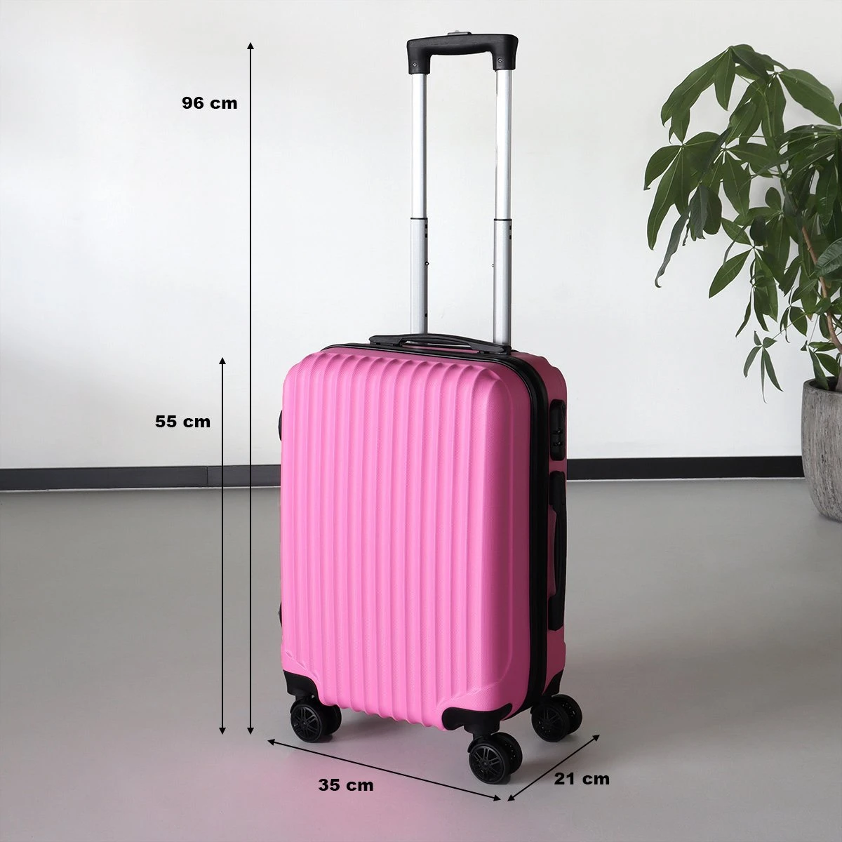 Handbagage Koffer 55cm Roze 4 Wielen Trolley Met Pin Slot 7 Handbagage Koffer 55cm Roze 4 Wielen Trolley Met Pin Slot - Afbeelding 5