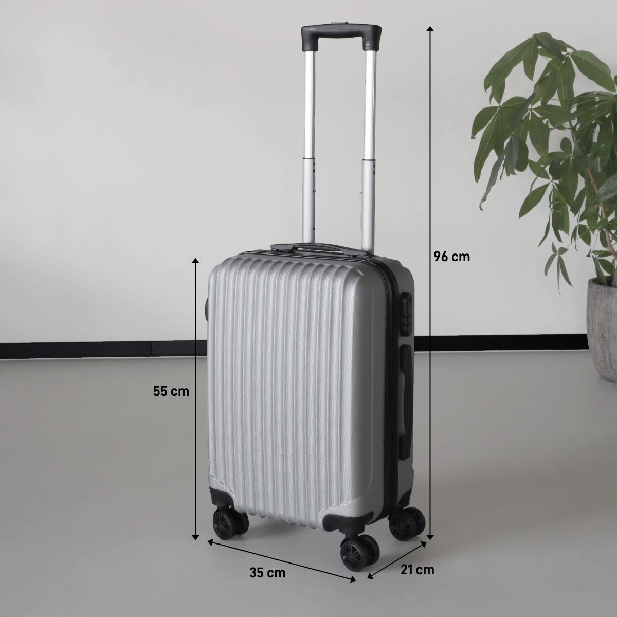 Handbagage Koffer 55cm Zilver 4 Wielen Trolley Met Pin Slot 5 Handbagage Koffer 55cm Zilver 4 Wielen Trolley Met Pin Slot - Afbeelding 3