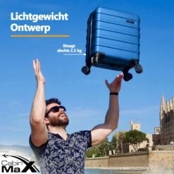 CabinMax Handbagage Koffer - Trolley 30L - Harde Reiskoffer - 45x36x20cm - Lichtgewicht - Groot Capaciteit - Aegean Blue 14 CabinMax Handbagage Koffer - Trolley 30L - Harde Reiskoffer - 45x36x20cm - Lichtgewicht - Groot Capaciteit - Aegean Blue -Koffer Winkel 1200x1200 323