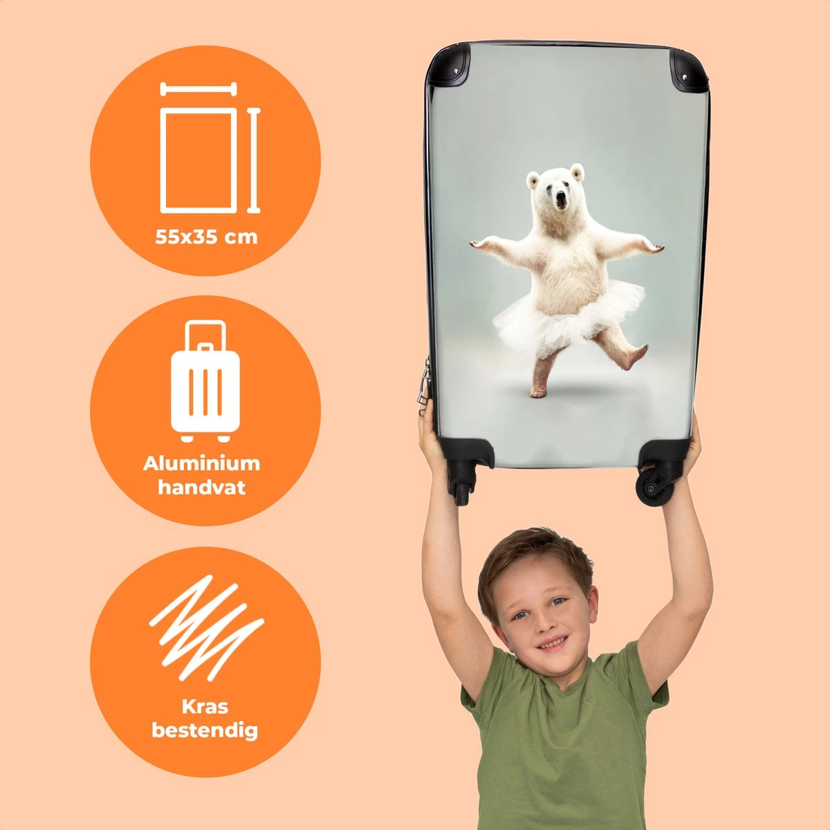 NoBoringSuitcases.com® Koffer - IJsbeer - Rok - Wit - Portret - Dieren - Trolley Op Wieltjes - Reiskoffer - Past Binnen 55x40x20 Cm En 55x35x25 Cm - Fotokoffer 5 NoBoringSuitcases.com® Koffer - IJsbeer - Rok - Wit - Portret - Dieren - Trolley Op Wieltjes - Reiskoffer - Past Binnen 55x40x20 Cm En 55x35x25 Cm - Fotokoffer - Afbeelding 3