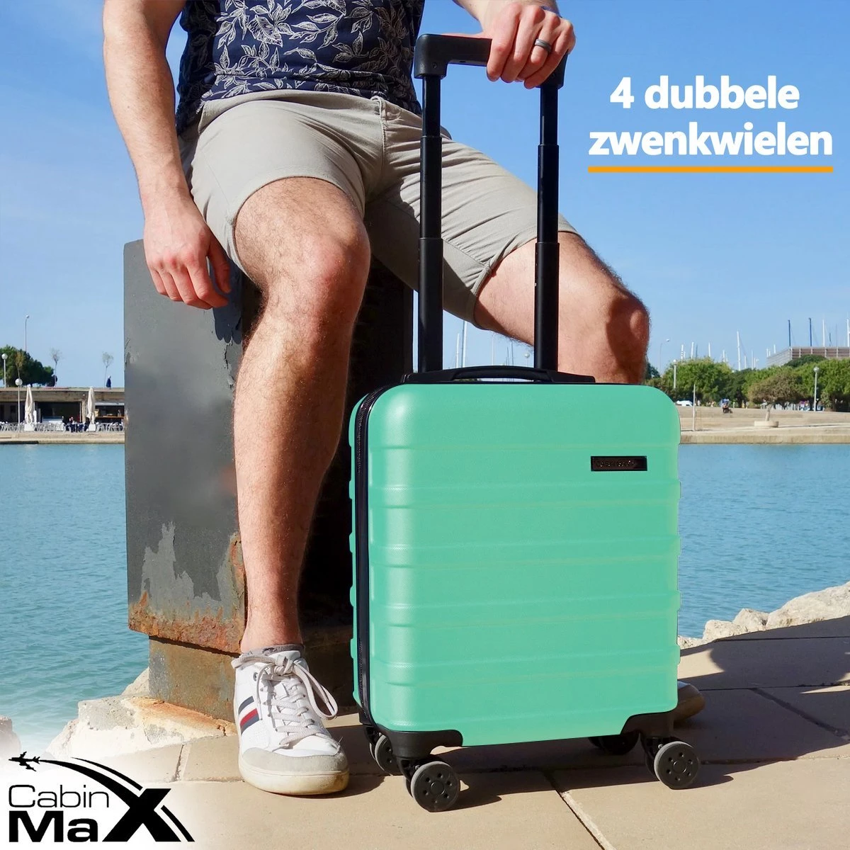 CabinMax Handbagage Koffer - Trolley 30L - Harde Reiskoffer - 45x36x20cm - Lichtgewicht - Groot Capaciteit - Mint Green 5 CabinMax Handbagage Koffer - Trolley 30L - Harde Reiskoffer - 45x36x20cm - Lichtgewicht - Groot Capaciteit - Mint Green - Afbeelding 3