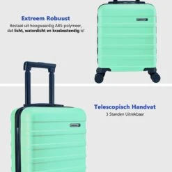 CabinMax Handbagage Koffer - Trolley 30L - Harde Reiskoffer - 45x36x20cm - Lichtgewicht - Groot Capaciteit - Mint Green 16 CabinMax Handbagage Koffer - Trolley 30L - Harde Reiskoffer - 45x36x20cm - Lichtgewicht - Groot Capaciteit - Mint Green -Koffer Winkel 1200x1200 364