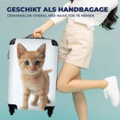 MuchoWow® Koffer - Kat - Rood - Kitten - Meisjes - Kinderen - Jongens - Kindje - Past Binnen 55x40x20 Cm En 55x35x25 Cm - Handbagage - Trolley - Fotokoffer - Cabin Size - Print -Koffer Winkel 1200x1200 389