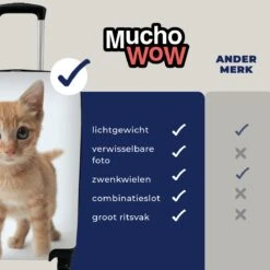 MuchoWow® Koffer - Kat - Rood - Kitten - Meisjes - Kinderen - Jongens - Kindje - Past Binnen 55x40x20 Cm En 55x35x25 Cm - Handbagage - Trolley - Fotokoffer - Cabin Size - Print -Koffer Winkel 1200x1200 390