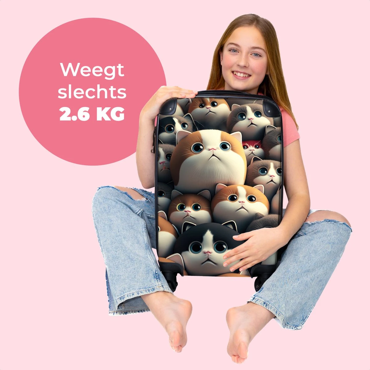 NoBoringSuitcases.com® Koffer - Handbagagekoffer - Kat - Dieren - Poes - Patronen - Trolley Op Wieltjes - Past Binnen 55x40x20 Cm En 55x35x25 Cm - Reiskoffers 4 NoBoringSuitcases.com® Koffer - Handbagagekoffer - Kat - Dieren - Poes - Patronen - Trolley Op Wieltjes - Past Binnen 55x40x20 Cm En 55x35x25 Cm - Reiskoffers - Afbeelding 2