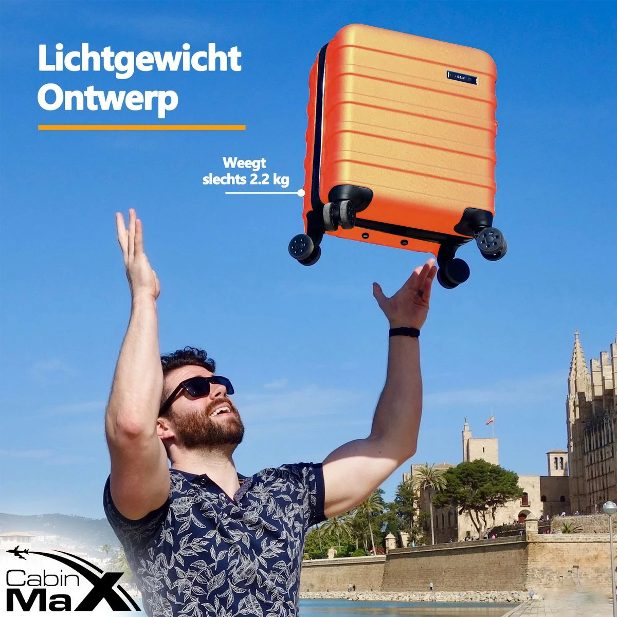 CabinMax Handbagage Koffer - Trolley 30L - Harde Reiskoffer - 45x36x20cm - Lichtgewicht - Groot Capaciteit - Oranje 4 CabinMax Handbagage Koffer - Trolley 30L - Harde Reiskoffer - 45x36x20cm - Lichtgewicht - Groot Capaciteit - Oranje - Afbeelding 2