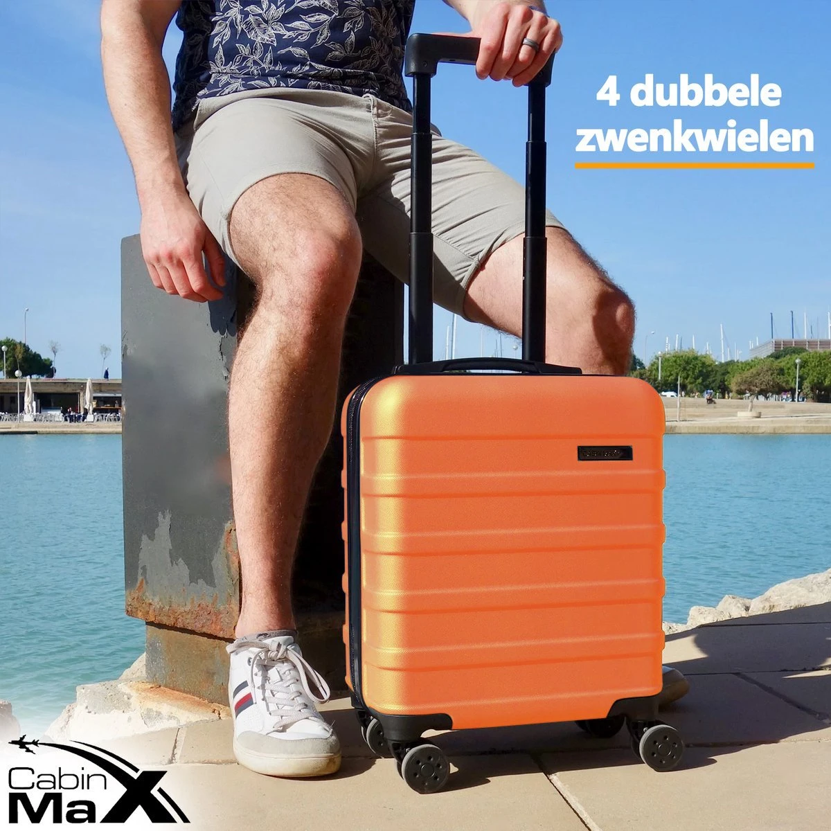 CabinMax Handbagage Koffer - Trolley 30L - Harde Reiskoffer - 45x36x20cm - Lichtgewicht - Groot Capaciteit - Oranje 5 CabinMax Handbagage Koffer - Trolley 30L - Harde Reiskoffer - 45x36x20cm - Lichtgewicht - Groot Capaciteit - Oranje - Afbeelding 3