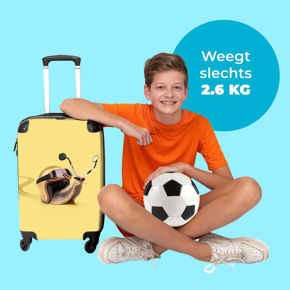 NoBoringSuitcases.com® Koffer - Slak - Helm - Racen - Kinderen - Past Binnen 55x40x20 Cm En 55x35x25 Cm - Handbagage - Trolley - Fotokoffer - Cabin Size - Print 4 NoBoringSuitcases.com® Koffer - Slak - Helm - Racen - Kinderen - Past Binnen 55x40x20 Cm En 55x35x25 Cm - Handbagage - Trolley - Fotokoffer - Cabin Size - Print - Afbeelding 2