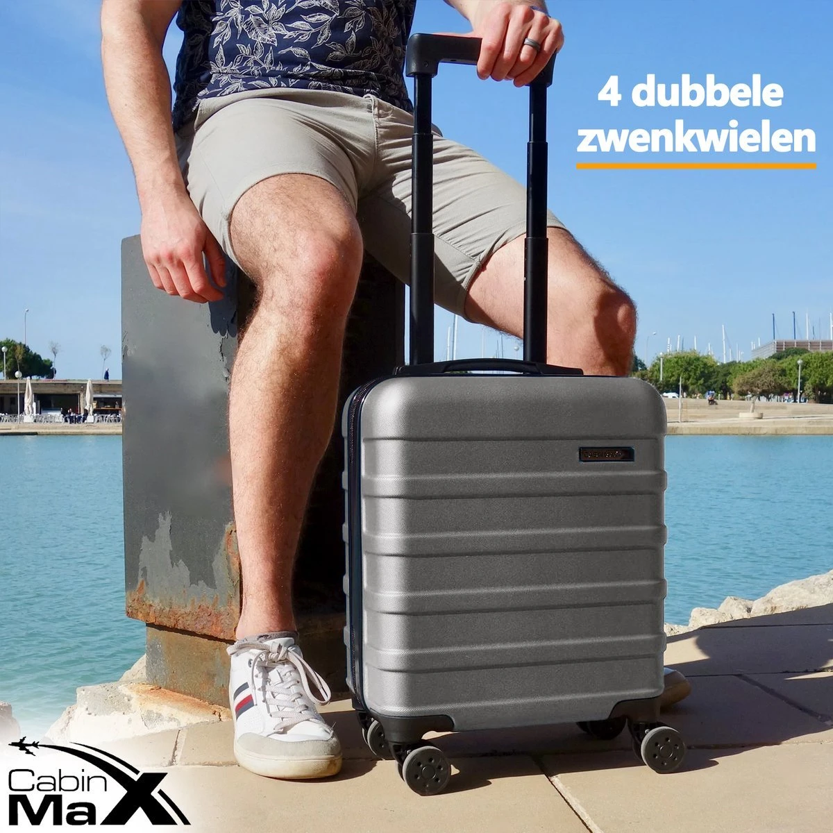 CabinMax Handbagage Koffer - Trolley 30L - Harde Reiskoffer - 45x36x20cm - Lichtgewicht - Groot Capaciteit - Steel Grey 5 CabinMax Handbagage Koffer - Trolley 30L - Harde Reiskoffer - 45x36x20cm - Lichtgewicht - Groot Capaciteit - Steel Grey - Afbeelding 3