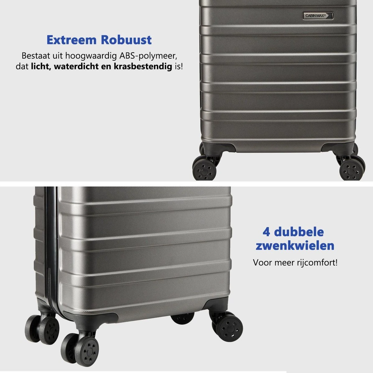 CabinMax Handbagage Koffer - Trolley 30L - Harde Reiskoffer - 45x36x20cm - Lichtgewicht - Groot Capaciteit - Steel Grey 8 CabinMax Handbagage Koffer - Trolley 30L - Harde Reiskoffer - 45x36x20cm - Lichtgewicht - Groot Capaciteit - Steel Grey - Afbeelding 6
