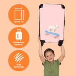 NoBoringSuitcases.com® Kinderkoffer - Trolley Kinderen - Varken - Roze - Skateboard - Kinderen - Meisje - Koffer Dieren - Past Binnen 55x40x20 Cm En 55x35x25 Cm - Reiskoffer Met Wielen -Koffer Winkel 1200x1200 85