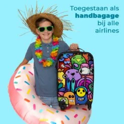 NoBoringSuitcases.com® Koffer - Monster - Bloemen - Regenboog - Design - Grappig - Past Binnen 55x40x20 Cm En 55x35x25 Cm - Handbagage - Trolley - Fotokoffer - Cabin Size - Print -Koffer Winkel 1200x1200 872