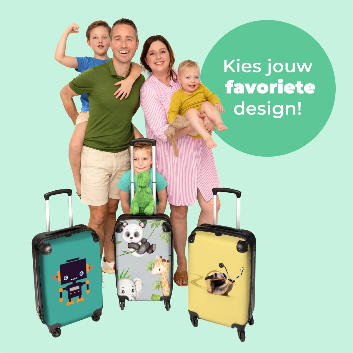 NoBoringSuitcases.com® Koffer - Jungle - Panda - Olifant - Giraffe - Kinderen - Past Binnen 55x40x20 Cm En 55x35x25 Cm - Handbagage - Trolley - Fotokoffer - Cabin Size - Print 10 NoBoringSuitcases.com® Koffer - Jungle - Panda - Olifant - Giraffe - Kinderen - Past Binnen 55x40x20 Cm En 55x35x25 Cm - Handbagage - Trolley - Fotokoffer - Cabin Size - Print - Afbeelding 8