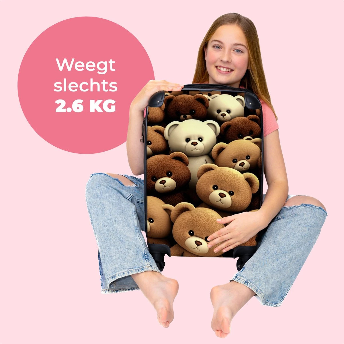 NoBoringSuitcases.com® Koffer - Knuffelbeer - Bruin - Design - Beer - Teddy - Trolley Op Wieltjes - Handbagagekoffer - Past Binnen 55x40x20 Cm En 55x35x25 Cm - Reiskoffers 4 NoBoringSuitcases.com® Koffer - Knuffelbeer - Bruin - Design - Beer - Teddy - Trolley Op Wieltjes - Handbagagekoffer - Past Binnen 55x40x20 Cm En 55x35x25 Cm - Reiskoffers - Afbeelding 2