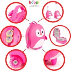 Boppi - Kindertrolley - Pinguïn (roze) - Handbagage - Lichtgewicht - Duurzaam - 17L -Koffer Winkel 1200x1200 955